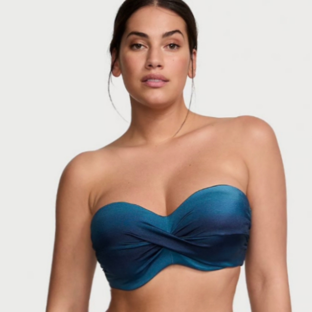 Victoria's Secret Twist Push-Up Bandeau Underwire Bikini Top With Straps 38 C